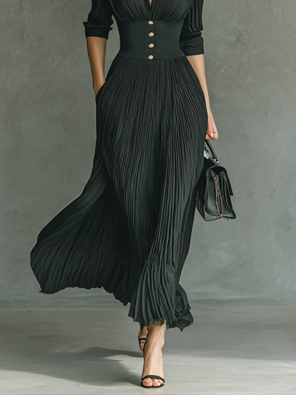 Valérie™ — Robe plissée élégante à taille structurée