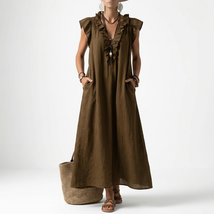 Terrale™ — Robe maxi bohème poches élégance naturelle